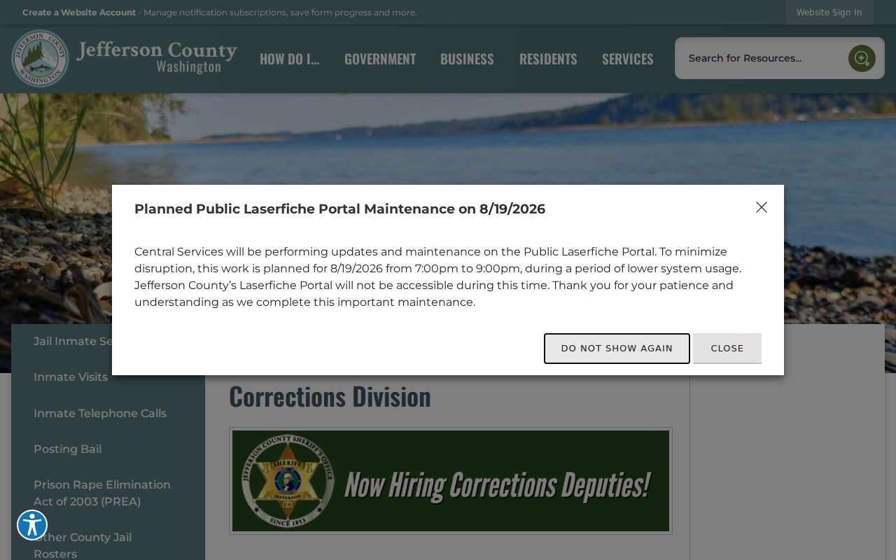 Jefferson County arrest booking at the Corrections Division