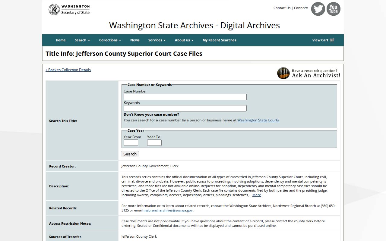 Jefferson County criminal court documents in Washington Digital Archives