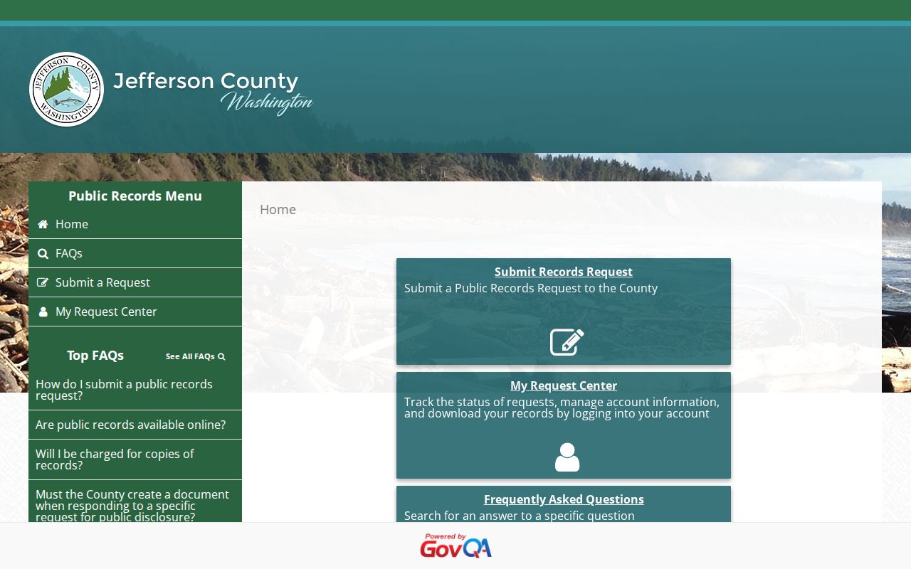 Jefferson County criminal records request through the official GovQA center