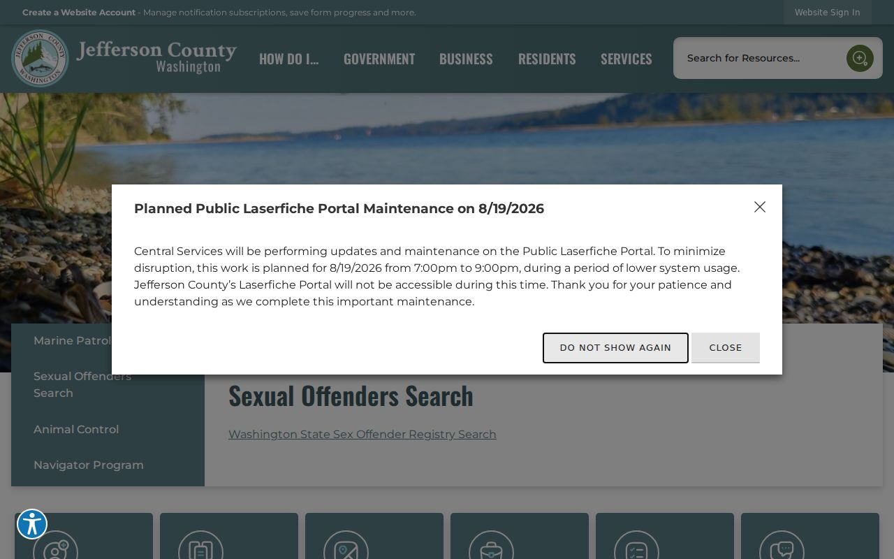 Jefferson County sex offender check official county search page