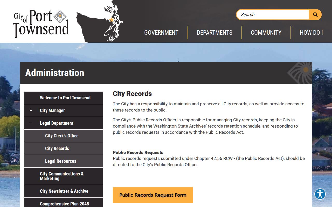 Port Townsend criminal records city public records office