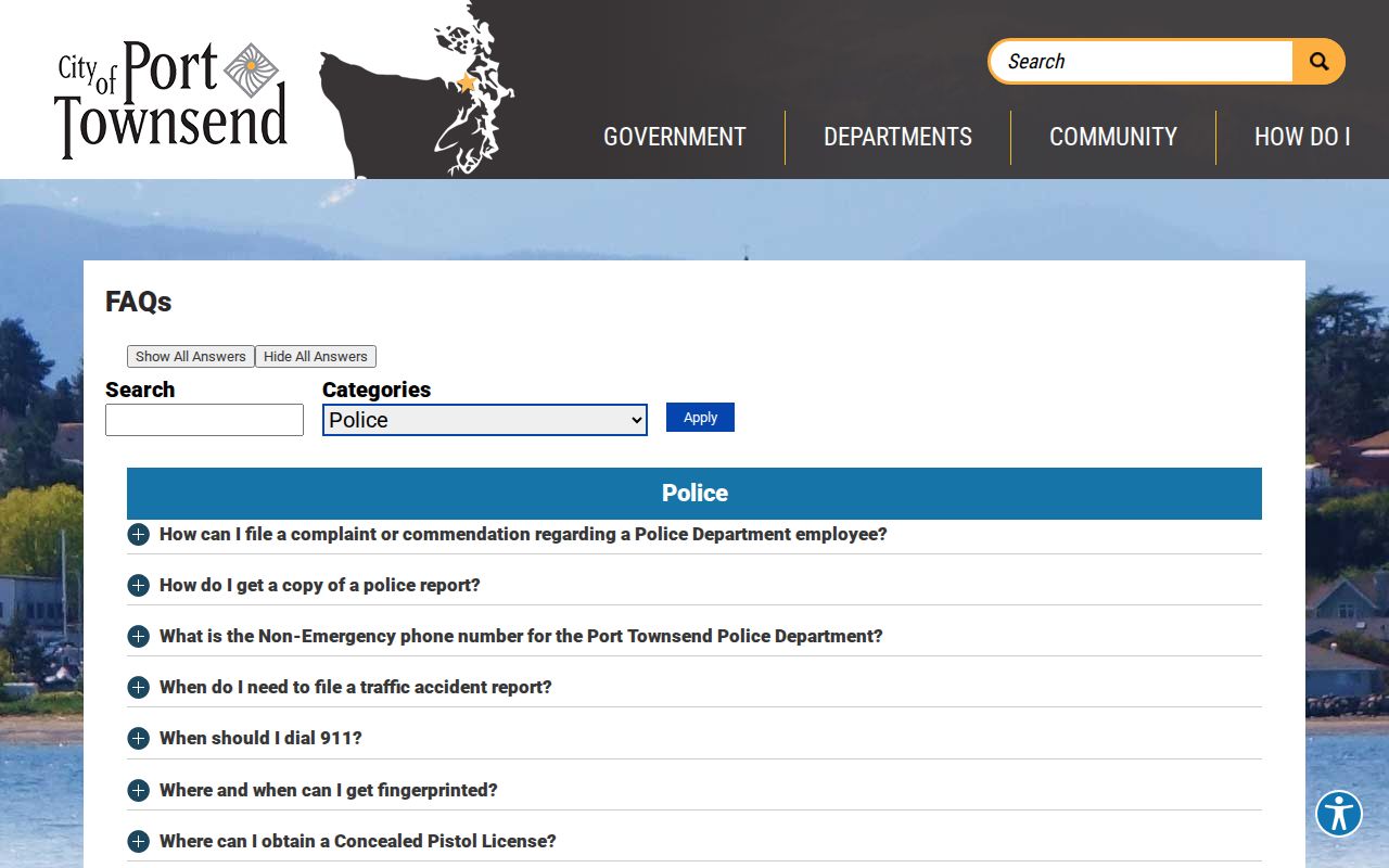 Port Townsend criminal records police report request instructions