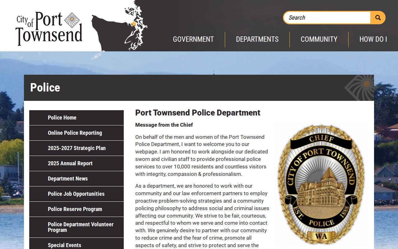 Port Townsend criminal history and Police Department records